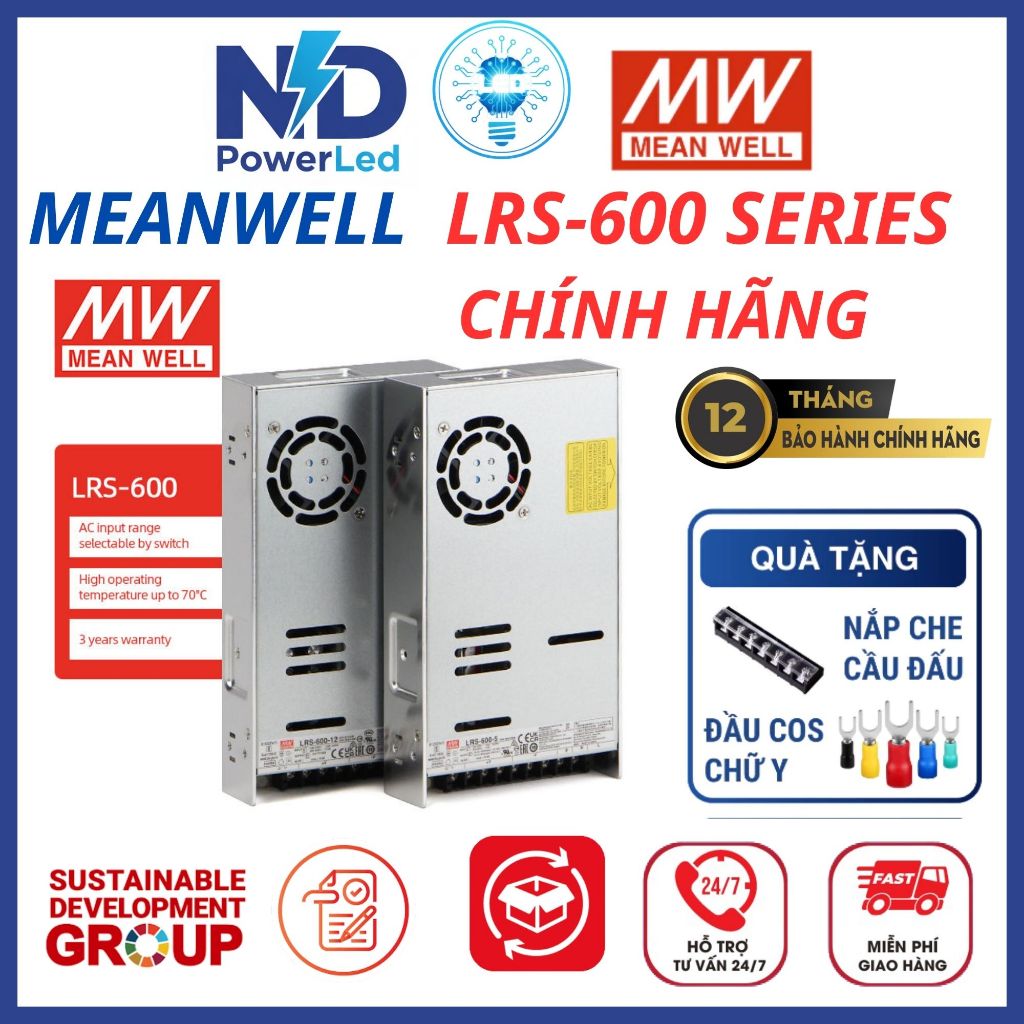 Nguồn Meanwell 600W LRS-600-5V,12V,24V,36V,48V LRS-600N2-12