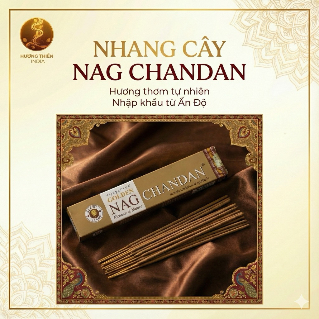 [Hộp lẻ] Nhang Cây NAG Chandan - Nhang Cây Đàn Hương Ấn Độ - Nhang Ấn Độ - Hàng Chính Hãng