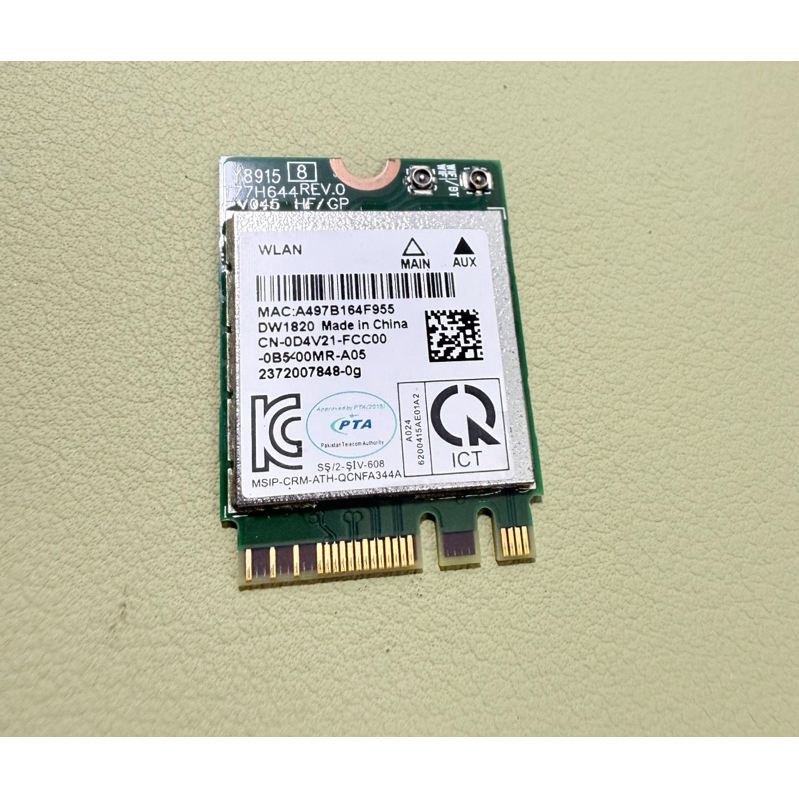 Card Wifi Atheros QCNFA344A DW1820 CHO DELL VOSTRO 5502, LATITUDE 3510....