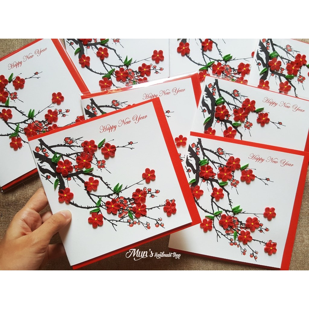 [HƠN 25 MẪU] Thiệp Tết giấy xoắn handmade ❤ Xuân 2026 Quilling card