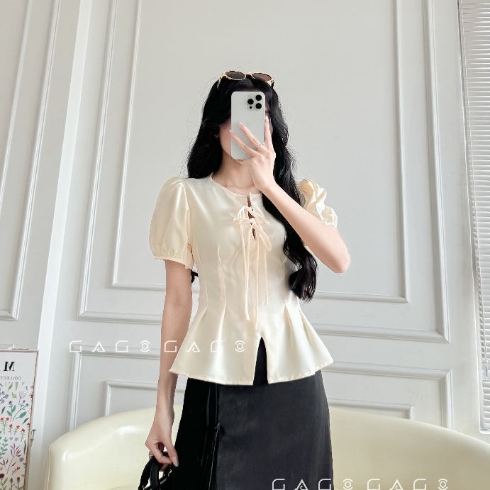 [HÀNG TẾT MỚI VỀ] Áo Nơ Xinh GAGO Brand Tay Phồng Ngày Tết 2026 Vải PREMIUM Du Xuân Chúc Tết Bigsize