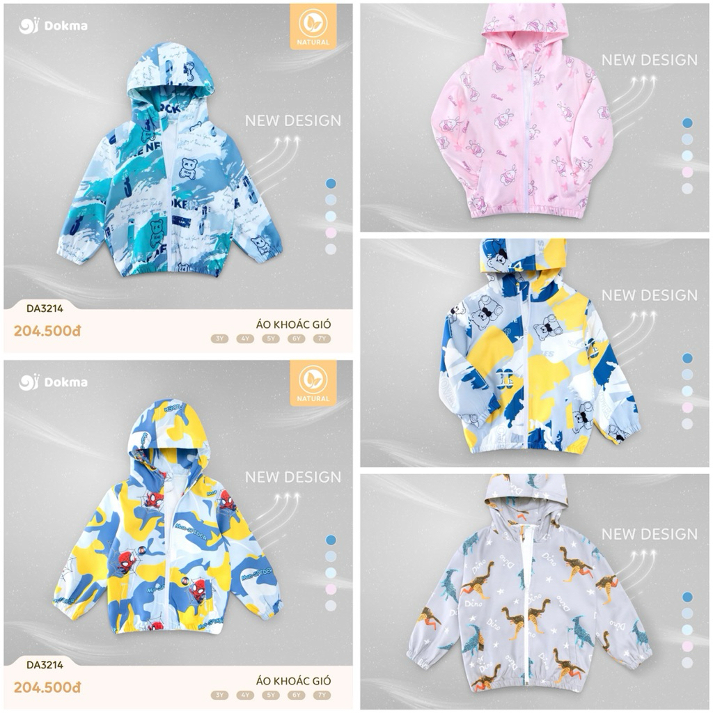 [ Dokma ] Áo khoác gió Dokma cho bé trai bé gái
