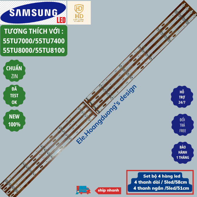 Thanh led tivi samsung 55tu7000 55tu7400 55tu8000 55tu8100(bộ 10 thanh a/b)-ele.hoangduong