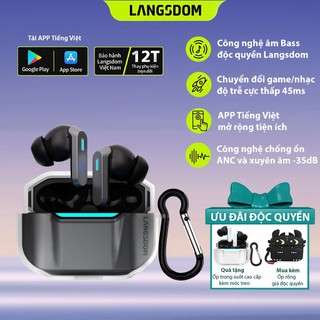  Tai nghe bluetooth Langsdom Zeta Bass trầm ấm APP Tiếng Việt Bluetooth 6.0 Độ trễ thấp 45ms ANC 