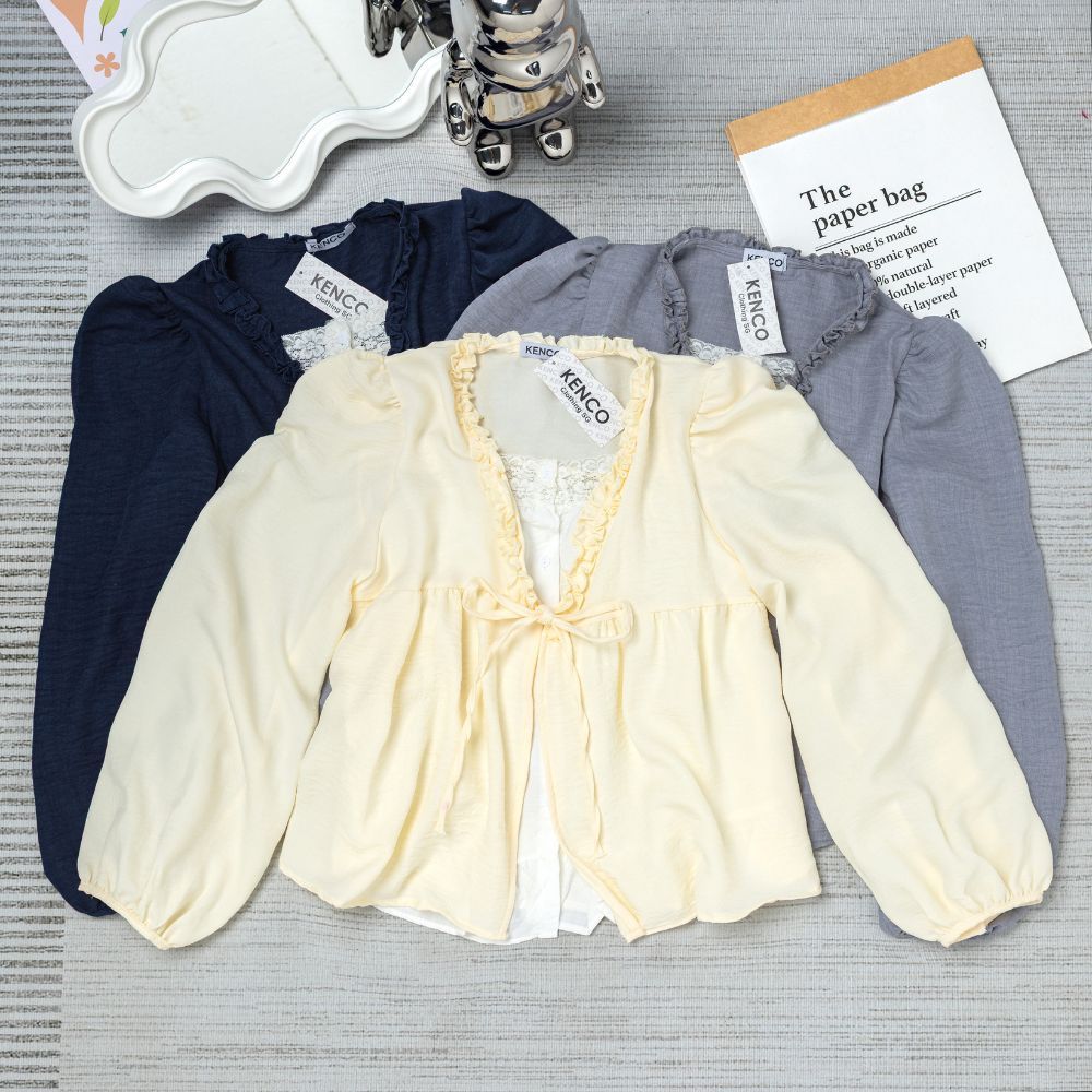 Áo Babydoll Phối Viền Bèo 2 Lớp Thắt Nơ 12 THÁNG SÁU CLOTHING MA3123 | BigBuy360 - bigbuy360.vn