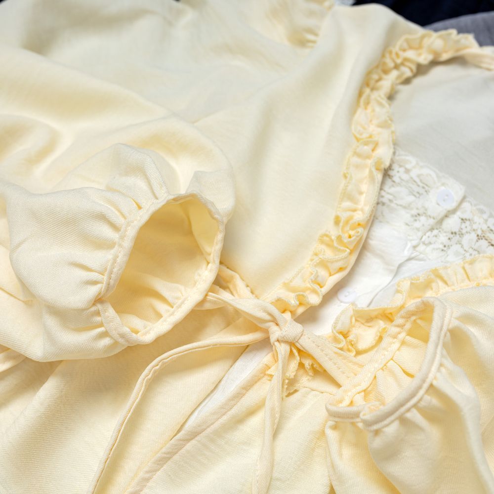 Áo Babydoll Phối Viền Bèo 2 Lớp Thắt Nơ 12 THÁNG SÁU CLOTHING MA3123 | BigBuy360 - bigbuy360.vn