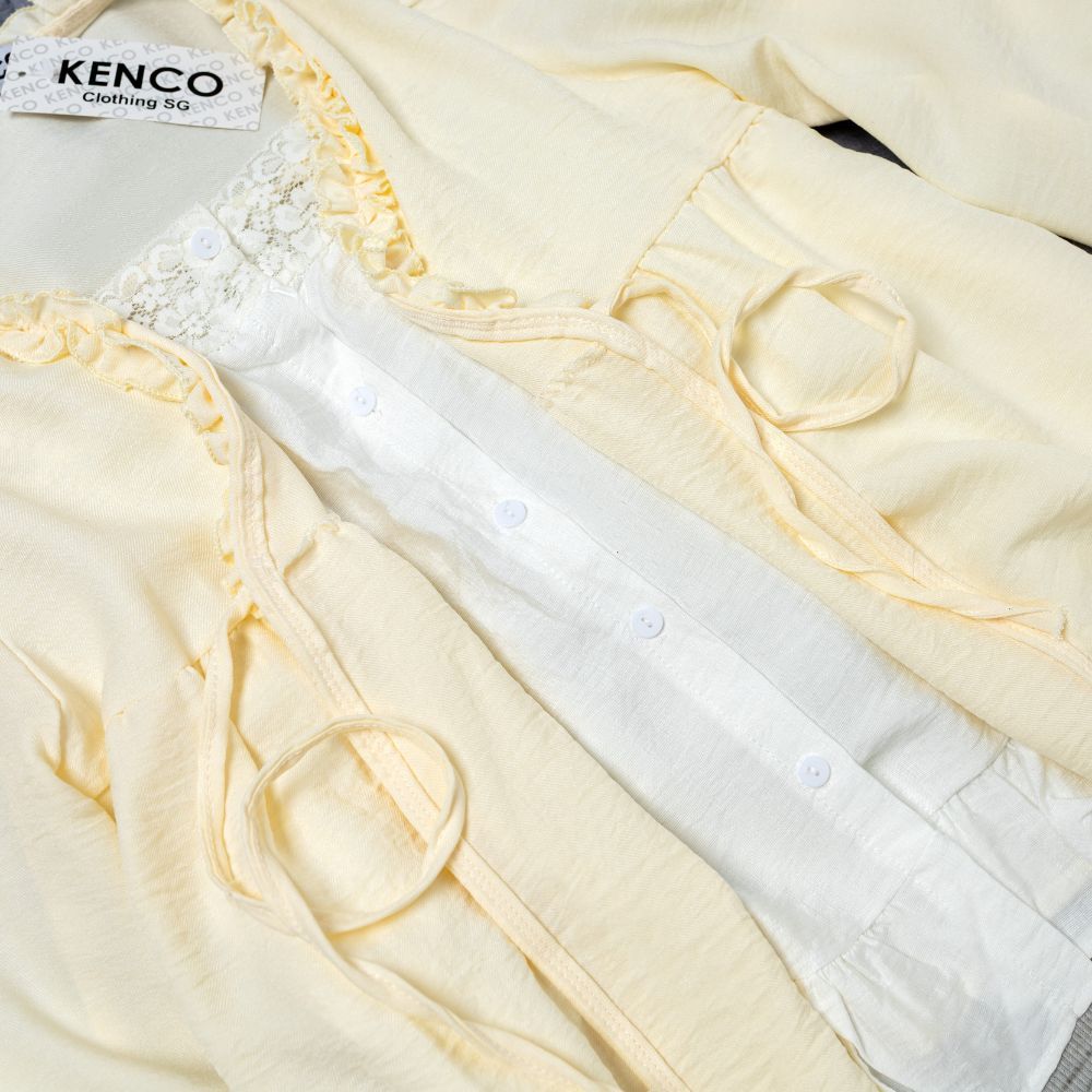 Áo Babydoll Phối Viền Bèo 2 Lớp Thắt Nơ 12 THÁNG SÁU CLOTHING MA3123 | BigBuy360 - bigbuy360.vn