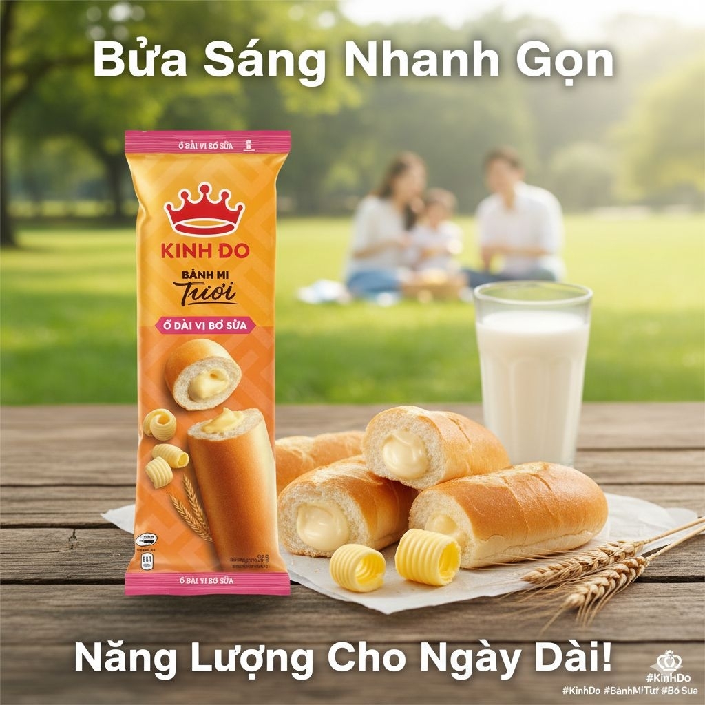 10 Cái - Bánh Mì Kinh Đô Tươi -  Ổ Dài Vị Bơ Sữa