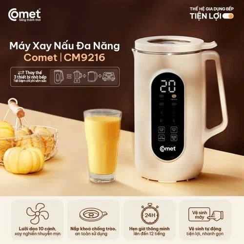 Máy làm sữa hạt đa năng Comet CM9216 nấu sữa hạt, sữa đậu nành, cháo ăn dặm