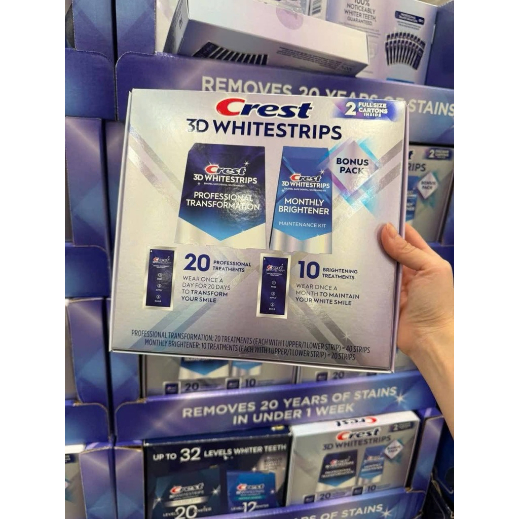 Set miếng dán trắng răng Crest 3D Whitestrips Của Mỹ