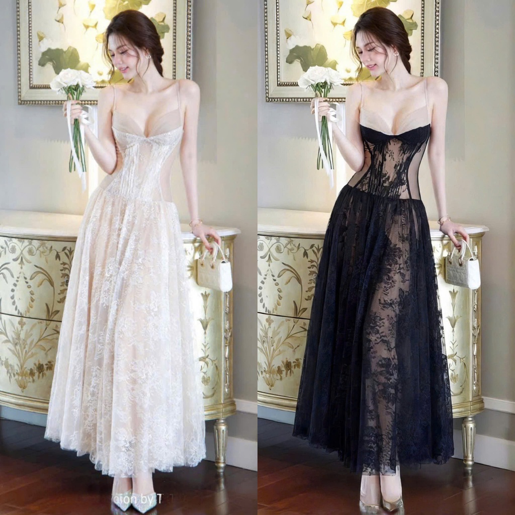 D998 (TÁO ĐỎ BIGSIZE 55-90KG) ĐẦM BIGSIZE ĐẦM 2 DÂY NGỰC XẾP LY DÁNG DÀI