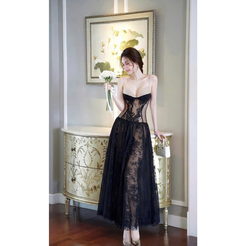 (TÁO ĐỎ BIGSIZE 55-90KG)D998 ĐẦM BIGSIZE ĐẦM 2 DÂY NGỰC XẾP LY DÁNG DÀI