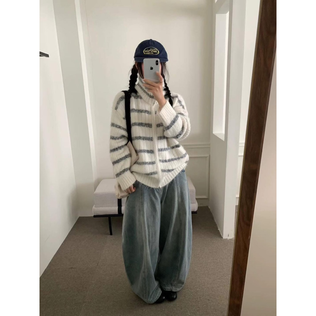 Áo len bông kẻ mềm 02505 CHERRY COCO