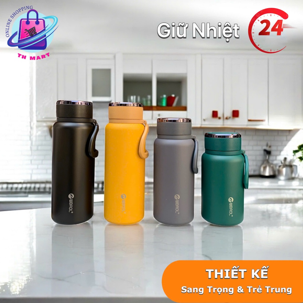 Bình giữ nhiệt 24h BAOL inox 304 Nắp titan cao cấp dung tích 1000ml, 1280ml, 1500ml