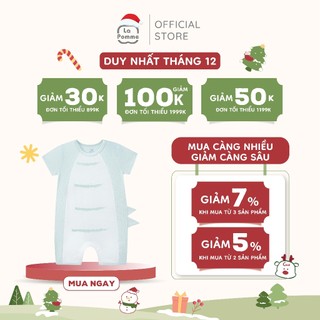  Set body cộc tay La Pomme kèm mũ khủng long bé con - Sợi Bamboo mềm mát – Bé trai 3M - 18M 