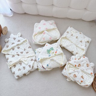 Ủ Choàng Em Bé Mùa Đông Muslin Trần Bông Hạt Đậu Cao Cấp 4 Lớp Siêu Ấm Giữ Nhiệt Tốt