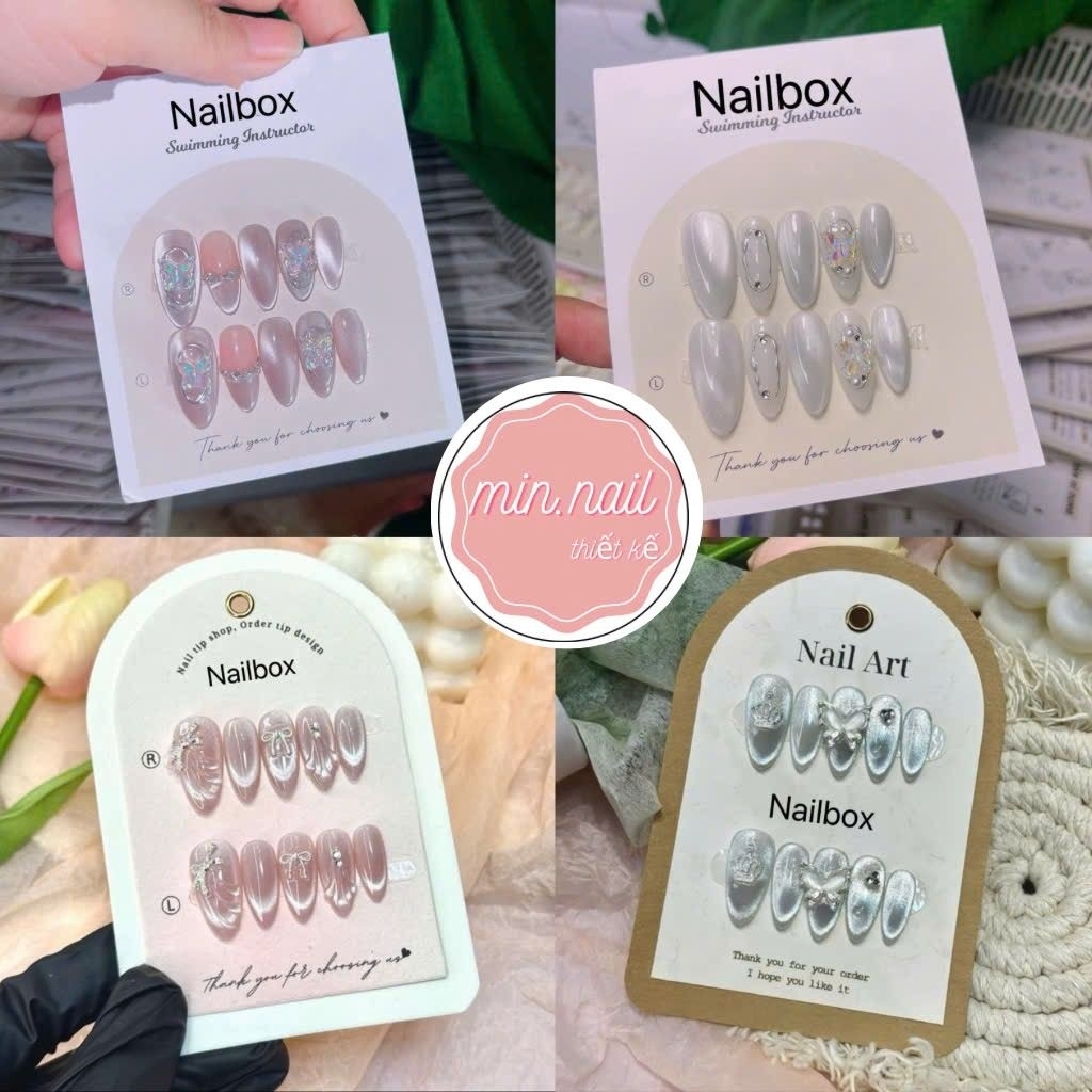 Móng tay giả thủ công , Móng up thiết kế mắt mèo màu hồng thạch