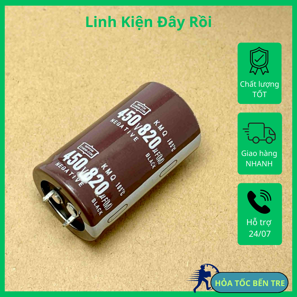 Tụ điện hóa 450V820uF 450V 820uF kích thước 30x50mm hãng Nippon Chemi-Con
