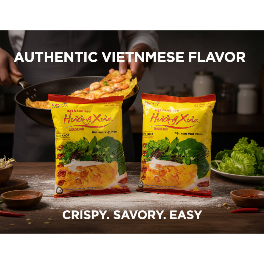 Bột trộn bánh xèo hương xưa - bánh xèo mikko - gói 500gram - bánh xèo ngon giòn vàng óng