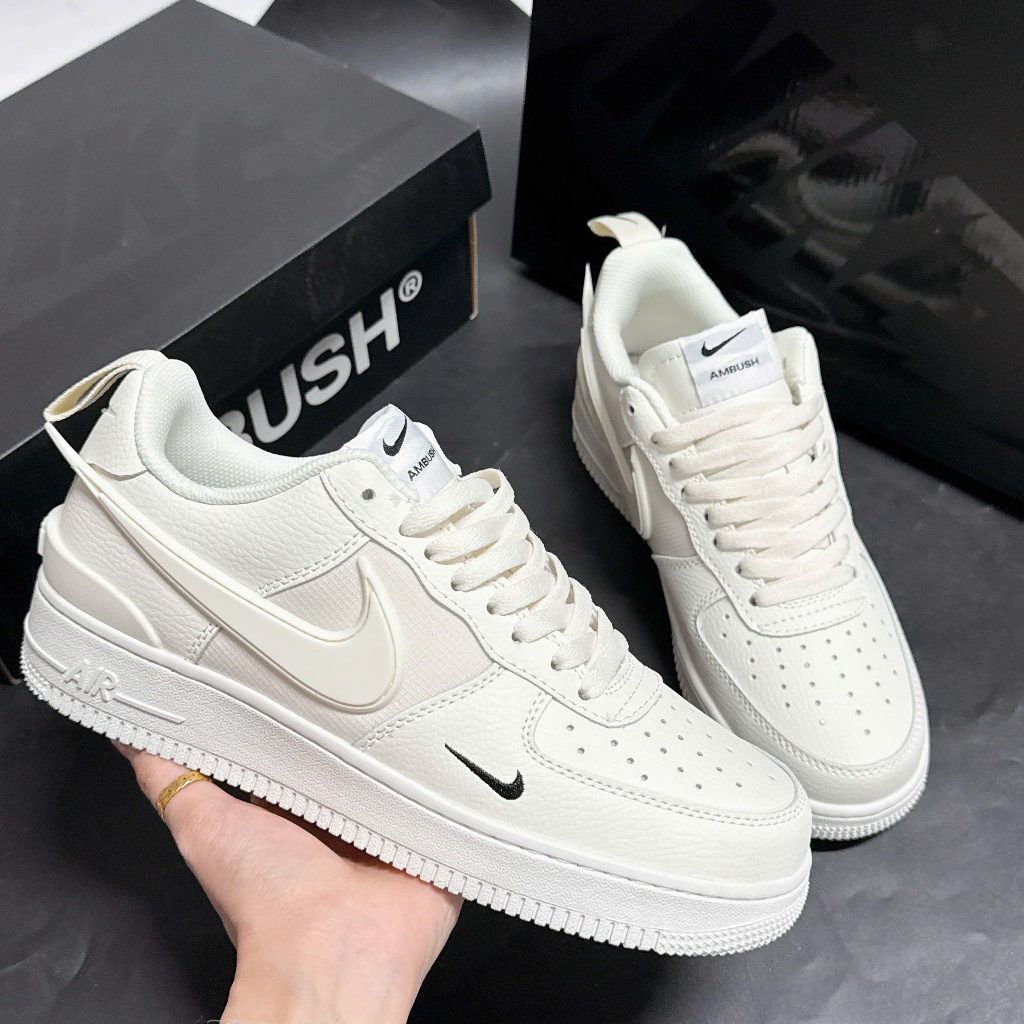 Giày Thể Thao Air Force 1 Low Ambush White Cream – Sneaker Nam Nữ AF1 Trắng Kem Bản SC Cao Cấp