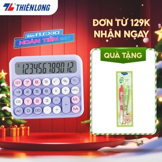  Máy tính văn phòng Thiên Long Flexio CAL-011 Màu sắc trẻ trung màn hình LCD hiển thị 12 số phím cơ bảo hành 5 năm 