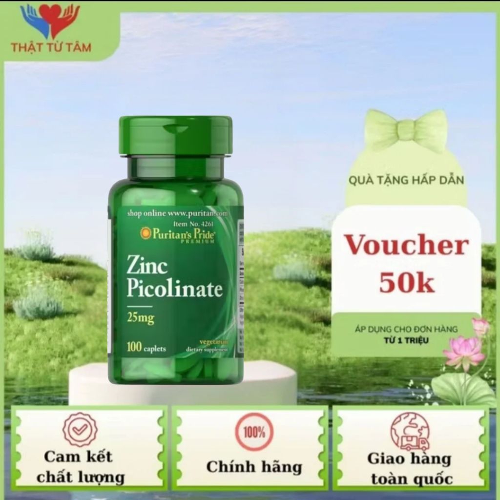 Viên uống bổ sung kẽm Puritan’s Pride Zinc Gluconate 25mg 100 Tablets
