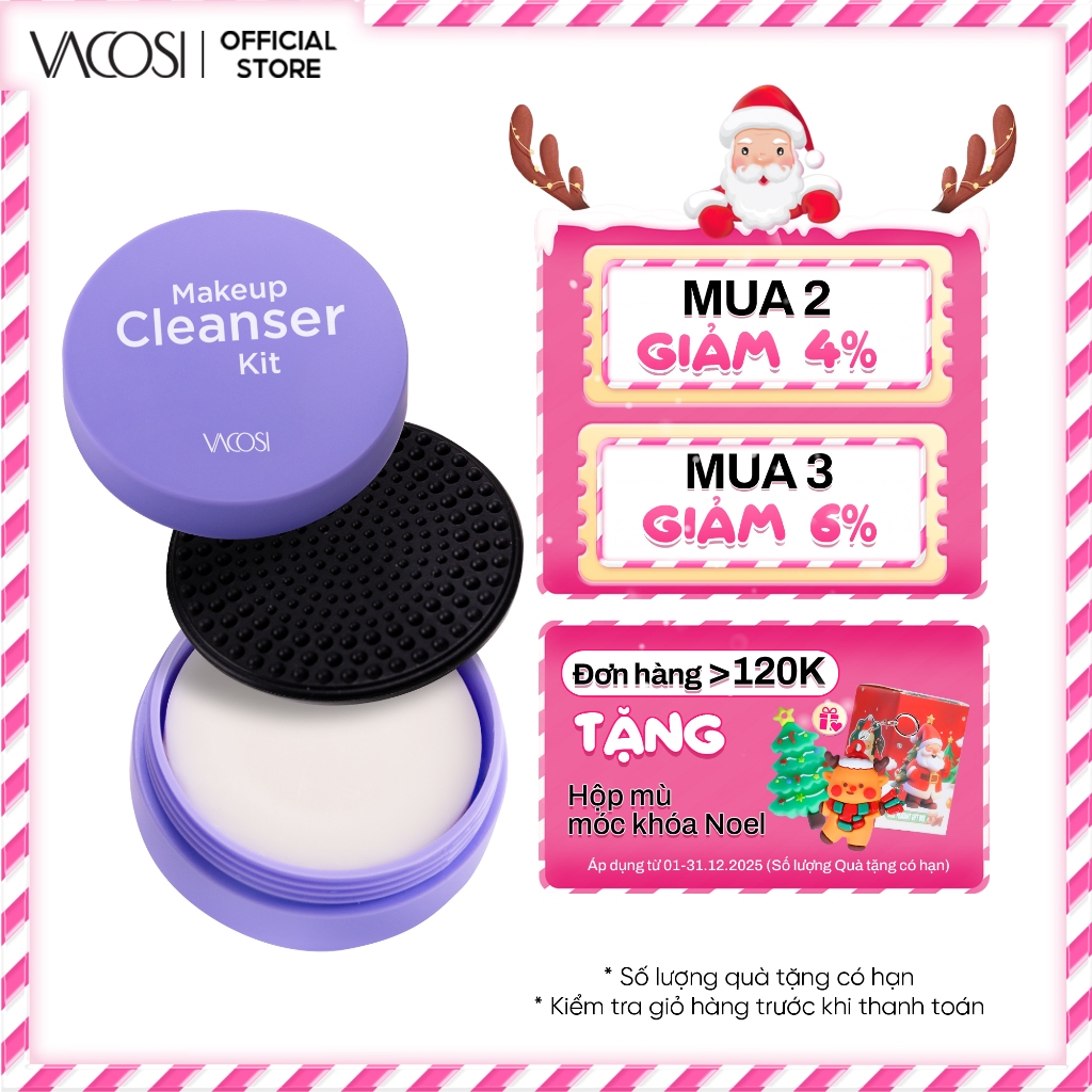  HỘP RỬA CỌ TRANG ĐIỂM KÈM XÀ BÔNG VACOSI - DC14 - VACOSI MAKEUP CLEANSER KIT 