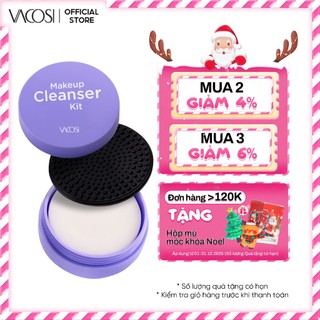  HỘP RỬA CỌ TRANG ĐIỂM KÈM XÀ BÔNG VACOSI - DC14 - VACOSI MAKEUP CLEANSER KIT 
