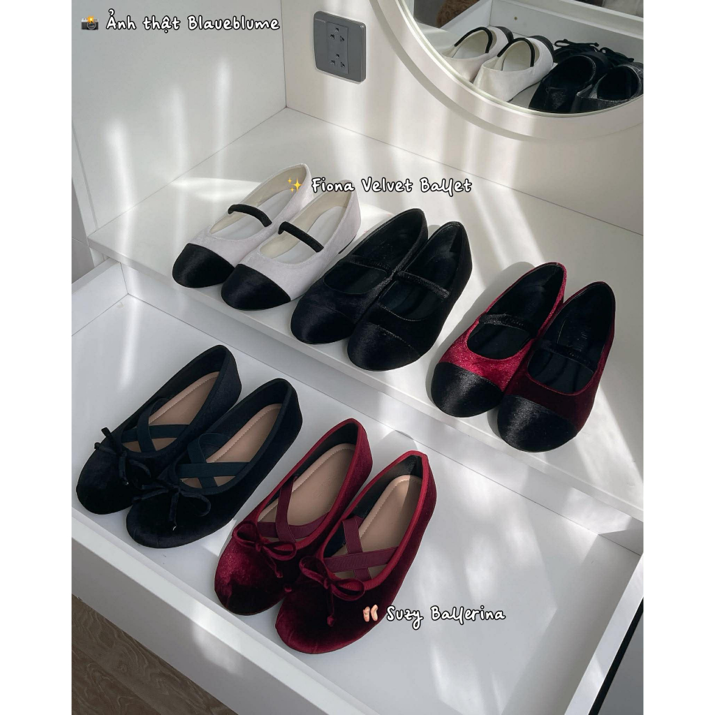 𝐁𝐥𝐚𝐮𝐞𝐁𝐥𝐮𝐦𝐞🦋 : 🩰 Fiona Velvet Ballet - Ballet Nhung Fiona – Mũi Phối Tương Phản, Nữ Tính & Sang