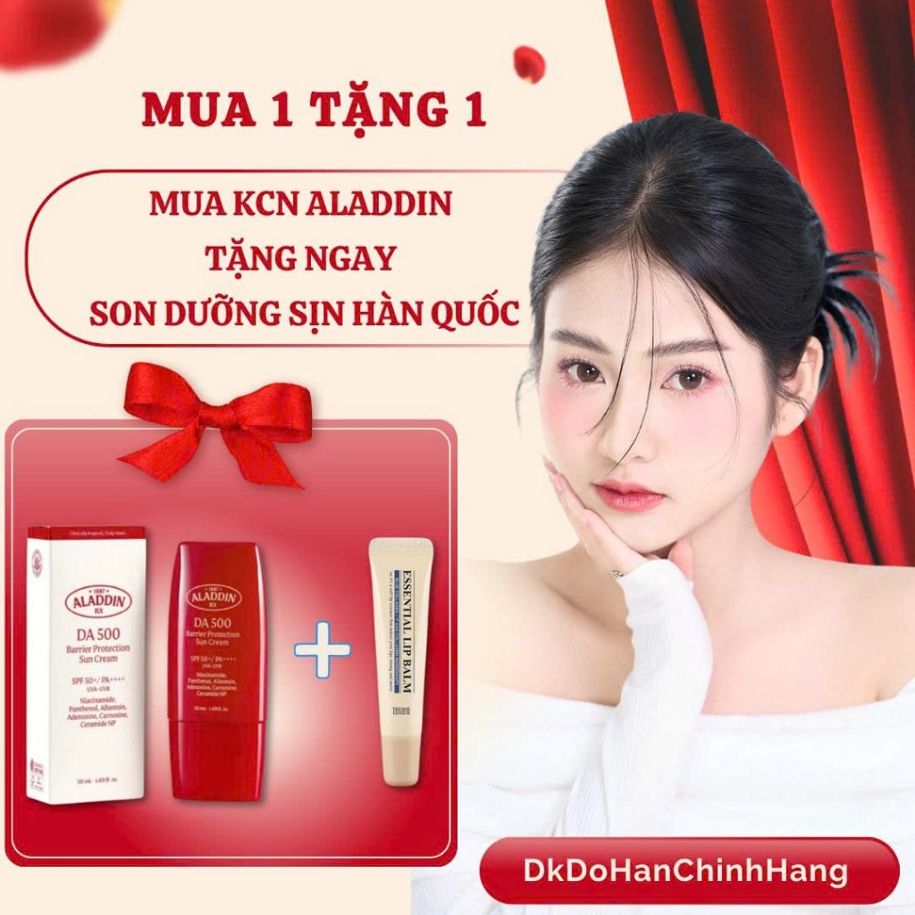 Kem Chống Nắng ALADDIN RX DA500 BARRIER PROTECTION SUN CREAM 50ml - Tặng Kèm Son dưỡng Essential 9g 