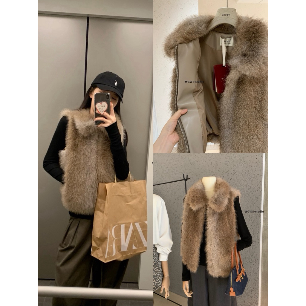 𝐢𝐦𝐜𝐡𝐢𝐜.𝟐𝟐𝐬 | Áo Ghile Lông Có Cổ Khoá Kéo WGWE Phong Cách Hàn Quốc Thời Trang Nữ