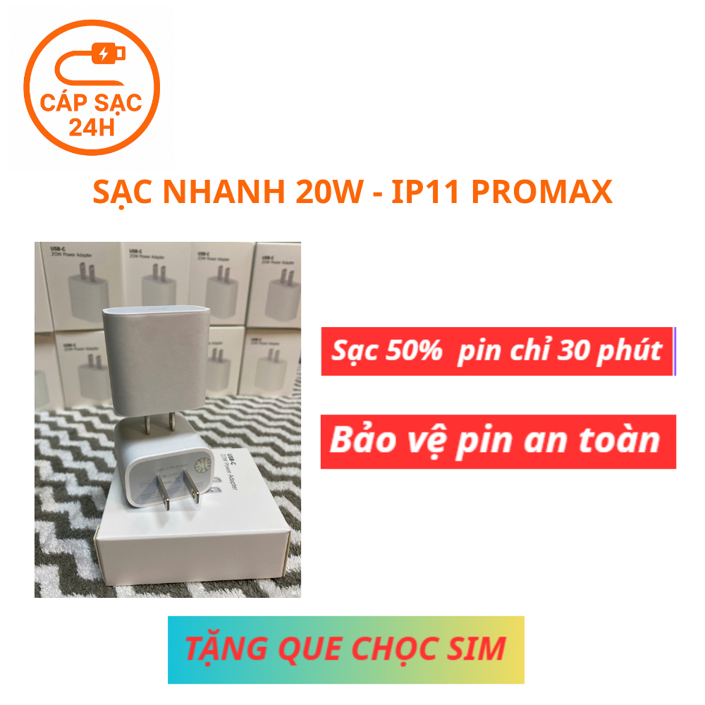 Sạc Nhanh ip11 Promax, sạc nhanh 20w, PD20W, sạc iphone 11promax, sạc 20w, củ sạc 20w
