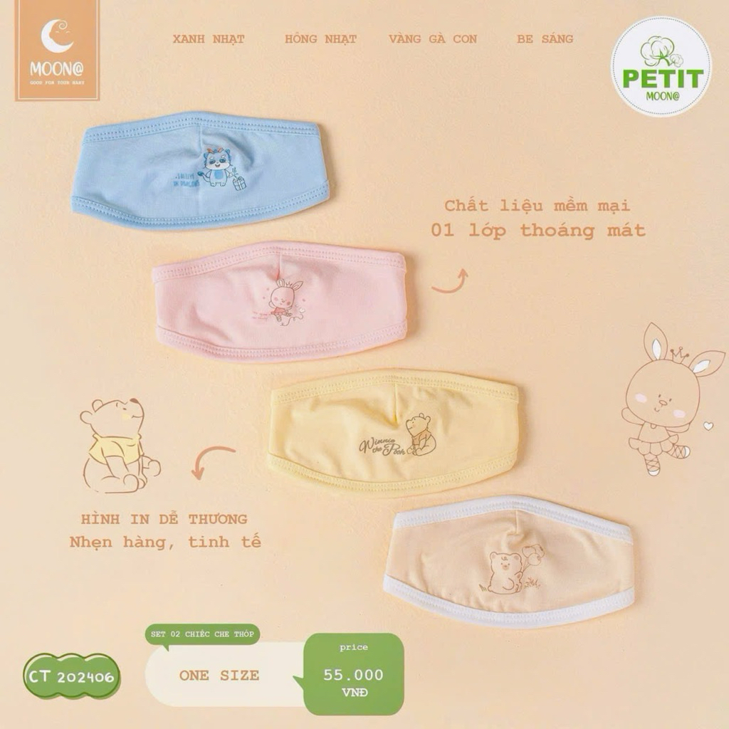 Che thóp sơ sinh chất thun lạnh petit mềm nại, đáng yêu hãng Moona