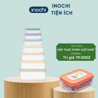  Bộ 7 hộp nhựa đựng thực phẩm chữ nhật Inochi kháng khuẩn mix nhiều màu pastel xinh xắn 