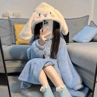 Áo Choàng Lông Cừu thỏ Xanh Dày Dặn Phù Hợp với thời tiết mùa đông [163]