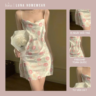  LUNA Váy ngủ nữ 2 dây lụa tơ hàng Quảng Châu siêu mát sexy tôn dáng váy lụa pijama pyjama 