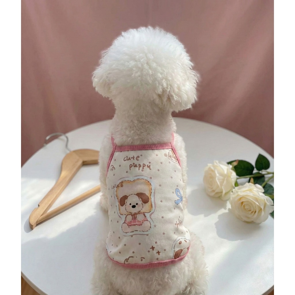 Áo 2 Dây Thun Tăm Lạnh Cho Chó Mèo Thú Cưng - Họa Tiết Bánh Ngọt & Gấu Siêu Cute