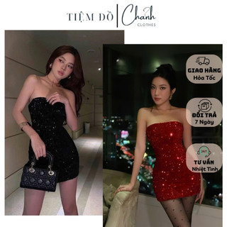  Đầm Body Ống Kim Sa Cúp Ngực Dáng Ngắn Dự Tiệc Sang Chảnh Sexy Tôn Dáng 