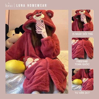  LUNA Váy choàng lông lotso gấu dâu dài tay cho nữ mùa đông váy lông pijama pyjama hàng Quảng Châu 