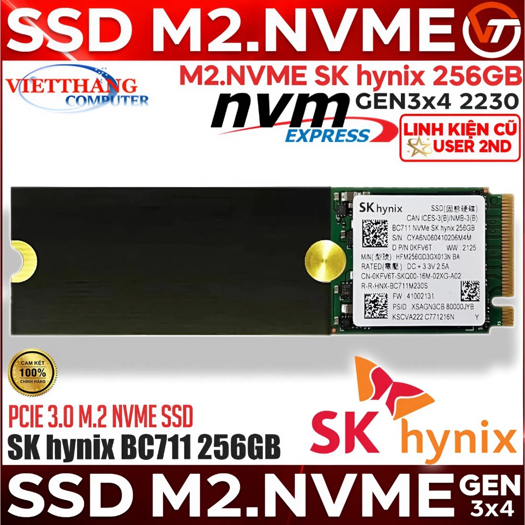 Ổ cứng SSD M2 Nvme SK hynix BC711 256GB Gen3x4 2230 SSD cũ đã qua sử dụng còn đẹp ( Cũ - 2nd )