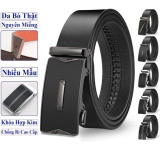 Thắt Lưng Nam Cao Cấp Da Bò Thật Nguyên Miếng Vicenzo Khóa Tự Động Hợp Kim. Dây Nịt Da Bò Thật Nam