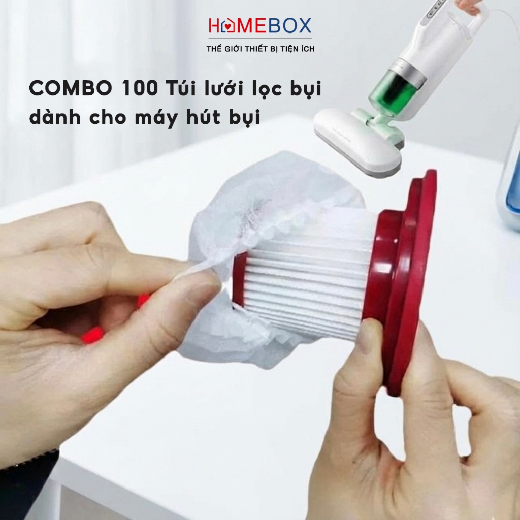 COMBO 100 Túi Lọc Bụi Máy Hút Bụi Cầm Tay Chống Tắc Nghẽn Lõi Lọc, Túi Lưới Bọc Lõi Lọc Máy Hút Bụi