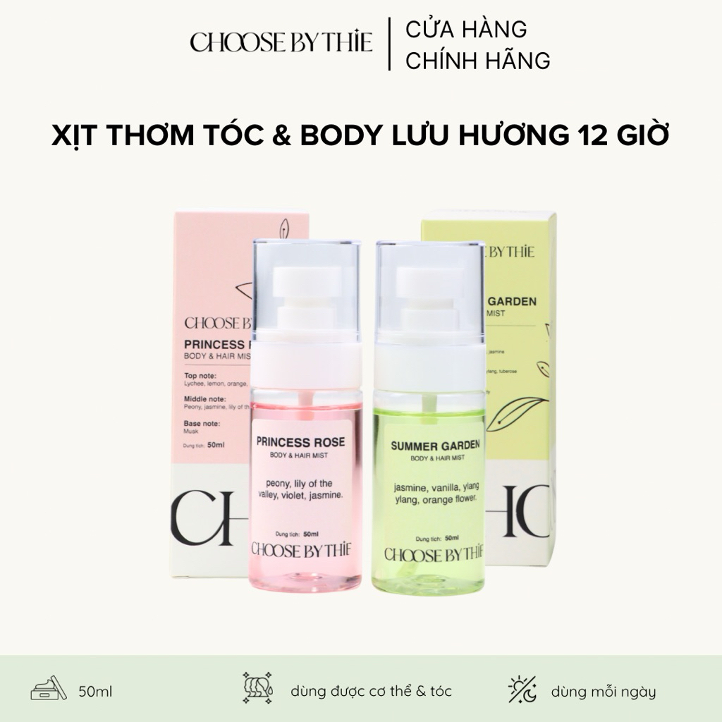 Xịt Thơm Body & Tóc , Body & Hair Mist đa dạng mùi hương - Lưu Hương 12H
