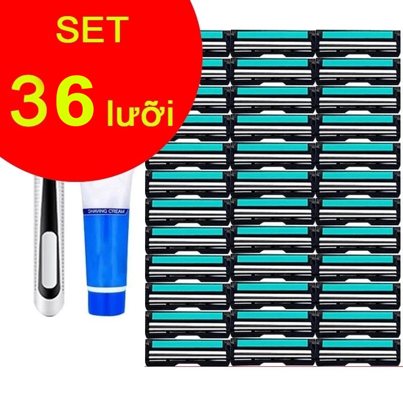 Combo Dao Cạo Râu kèm 36 Lưỡi tặng kèo tuýp kem cạo râu