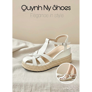  NYNY -  DEAL MỞ BÁN  Xuồng cói nữ cao 7 phân bảng phối liền hậu mới - Sandals cói nữ tôn dáng sang trọng 