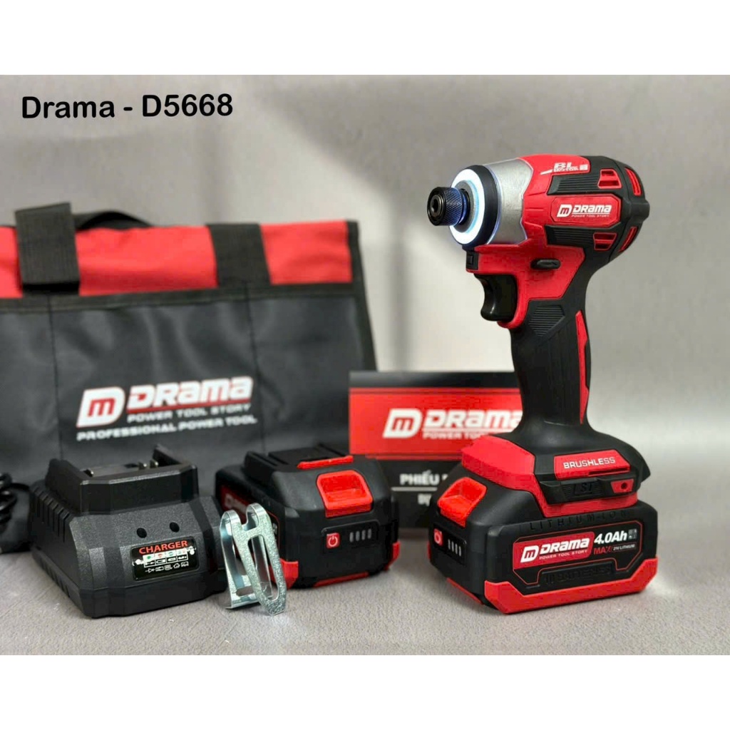 Máy chuyên vít pin DRAMA 5668, Động cơ Không chổi than 5 Tốc độ, Thiết kế Compact, Nhỏ gọn, Nhiều tí