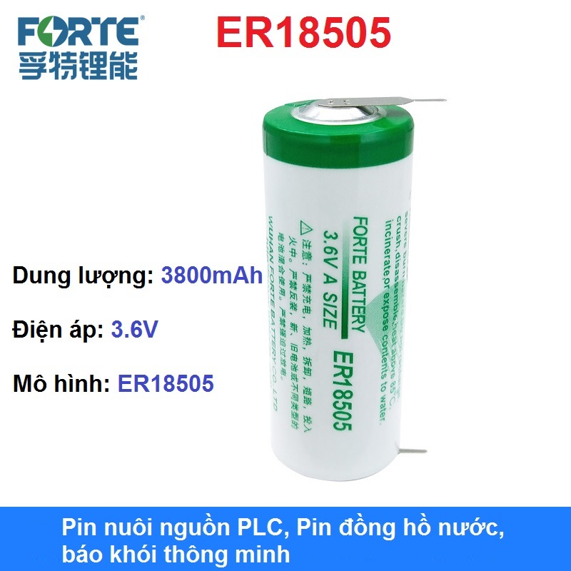 Pin FORTE ER18505M 3.6V pin nuôi nguồn PLC, Pin đồng hồ nước, pin báo khói thông minh ER18505