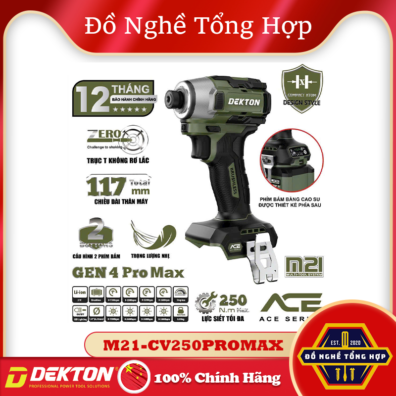 Máy Siết Vít 250Nm Dùng Pin 21V DEKTON M21-CV250PROMAX [Bảo hành chính hãng 12 tháng]