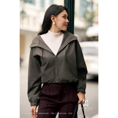 Áo Khoác Jean Nữ MY WAY Dáng Ngắn kéo Khoác Có Mũ Cao Cấp 6MAG193