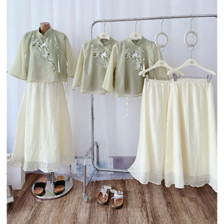 Set Đầm gấm cổ tàu